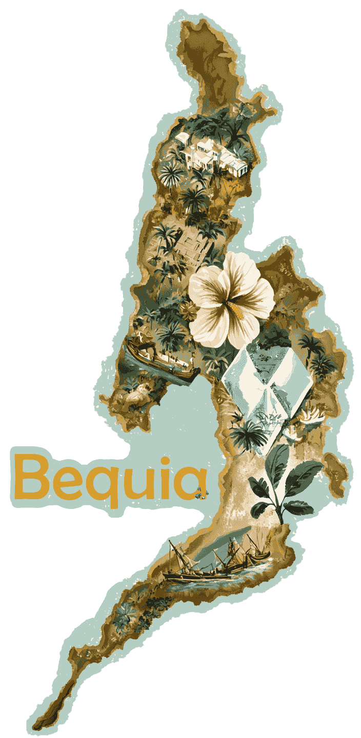 Vintage Caribb Bequia Map