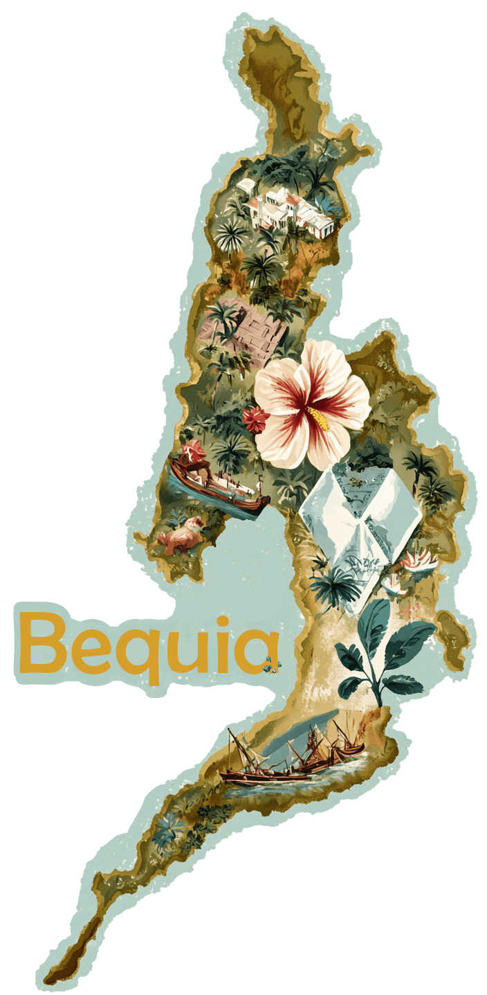 Vintage Caribb Bequia Map